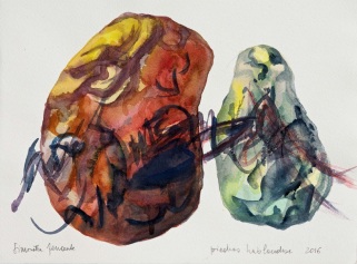1 Piedras hablandose, 2016, acquerello su carta, 28x38 cm